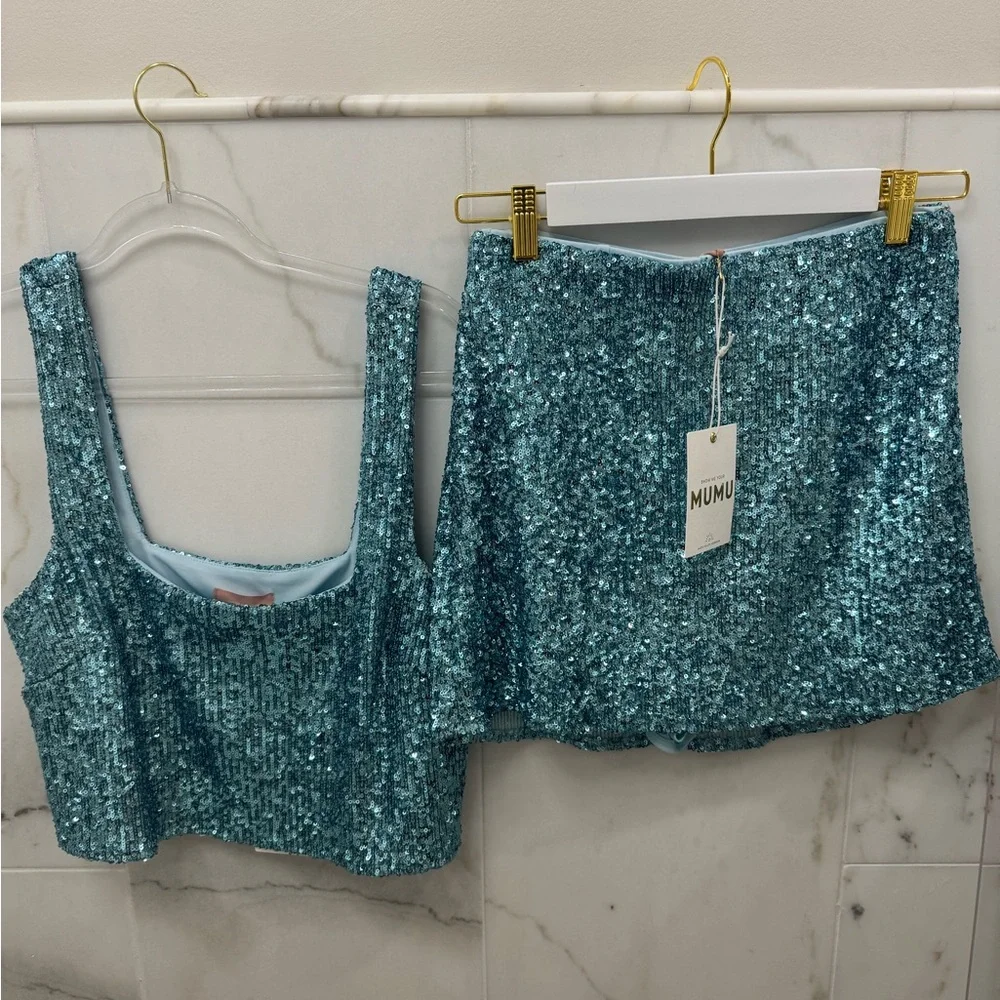 Show Me Your MuMu Teal Sequin Set - Picture 1 of 1